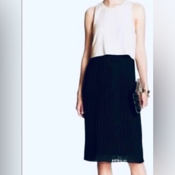 Banana Republic Pleated Black and White Sleeveless Dress Size 4 Petite - Picture 10 of 11